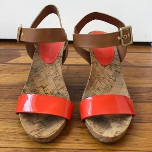 BCBGeneration orange wedge sandals